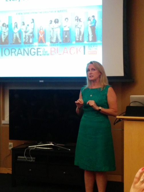 Piper Kerman, Author of Orange is the New Black speaking at Netflix Headquarters in Los Gatos, California.